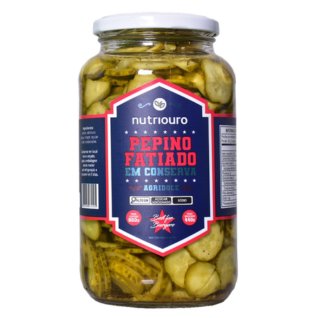 PEPINO EM CONSERVA FATIADO NUTRIOURO VIDRO 440G