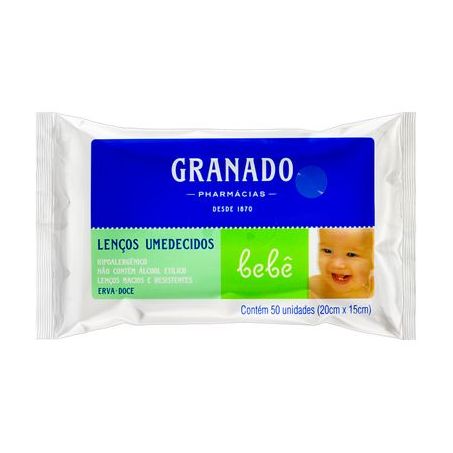 LENCO UMEDECIDO GRANADO BEBE ERVA DOCE C/50