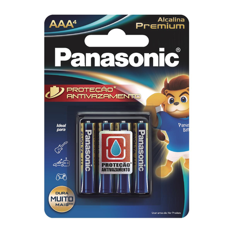 Pilha Alcalina Premium Panasonic AAA - Com 4 Pilhas