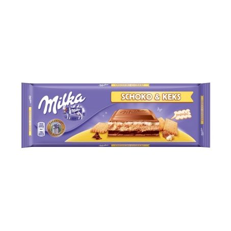 Chocolate barra milka max rech choco & biscuit 300g.