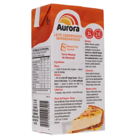 Leite cond aurora semidesn. 395g 360-15