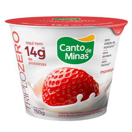 Iogurte Canto de Minas Triplo Zero Morango 150g