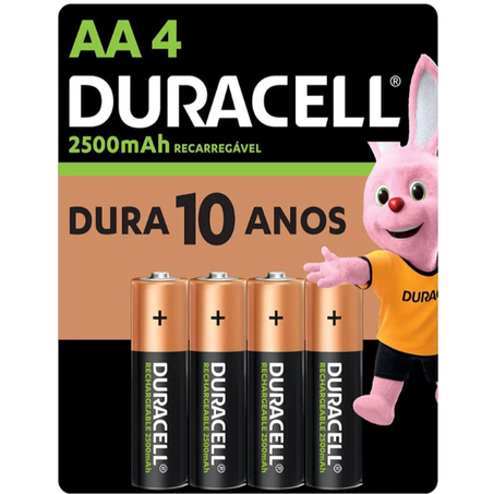 PILHA RECARREGÁVEL AA C/4UN DURACELL