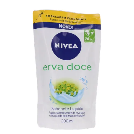 Sabonete liquido nivea erva doce sache 200 ml
