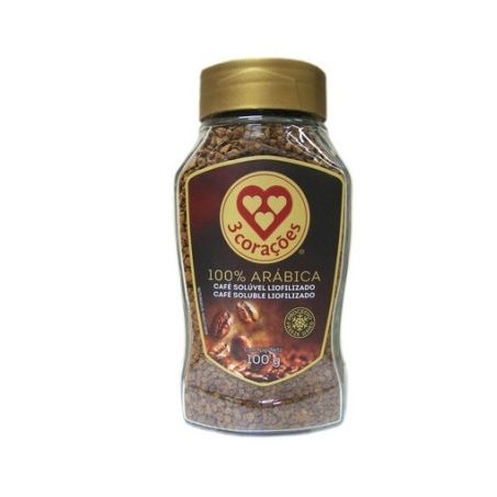 CAFE SOLUVEL LIOFILIZADO 100% ARABICA 3 CORACOES VIDRO 100G