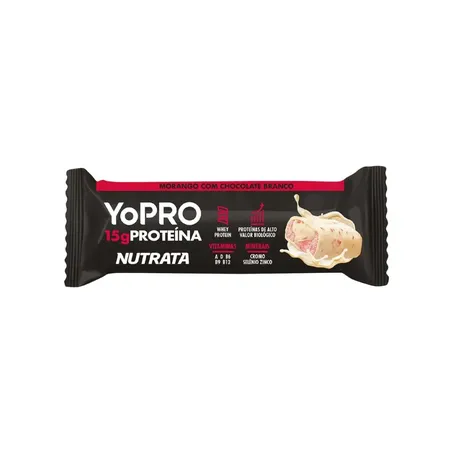 Barra de proteína morango com chocolate branco yopro nutrata 55g