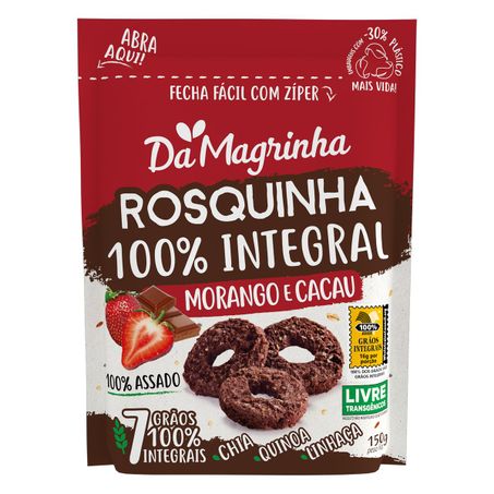 BISCOITO ROSQUINHA INTEGRAL MORANGO E CACAU DA MAGRINHA 7 GRÃOS