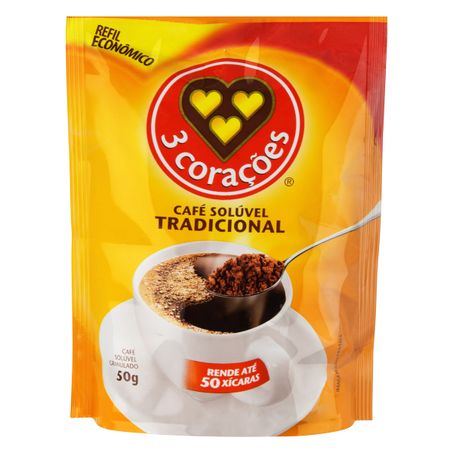 CAFÉ SOLÚVEL GRANULADO TRADICIONAL 3 CORAÇÕES SACHÊ