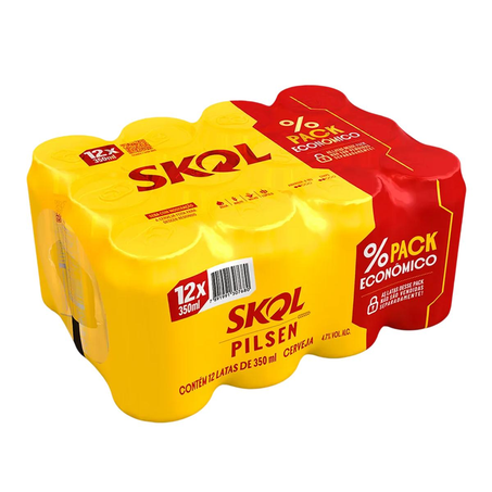 Cerveja Skol 350ml - Pilsen - Pack com 12 Latas