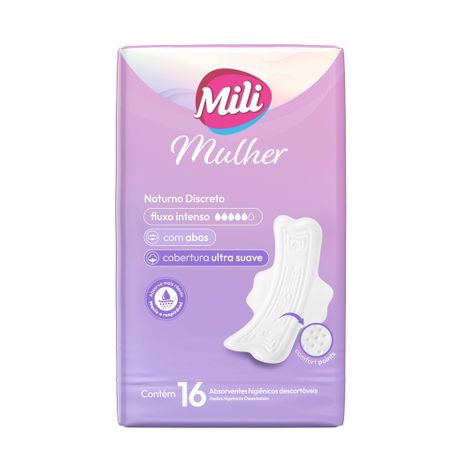 Absorvente Mili 16un Noturno Discreto Com Abas