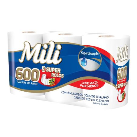 Toalhas de papel mili com 600 folhas 19cmx22cm