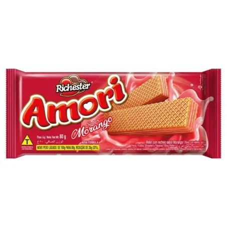 Bisc Richester Amori Waffer Morango 80G