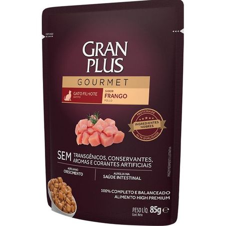 Ração Úmida GranPlus Gourmet Sachê para Gatos Filhotes Sabor Frango 85g 360-1