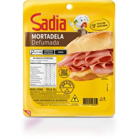 Mortadela sadia defumada fatiada 180g