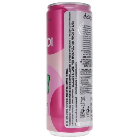 ÁGUA SABORIZADA COM GÁS SARANDI MORANGO, LIMÃO E HORTELÃ LATA 350ML 360-10