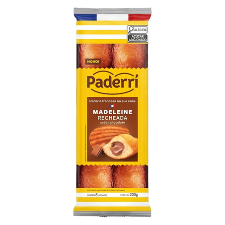 Madeleine tradicional recheada chocolate paderri 200g