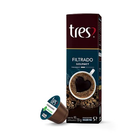 Cápsula em cápsula tres filtrado gourmet 75g com 10 unidades