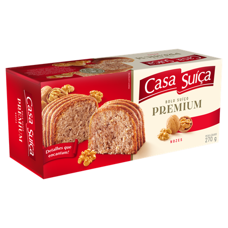 Bolo Suíço de Nozes com Calda Nozes Casa Suíça Premium Caixa 270g