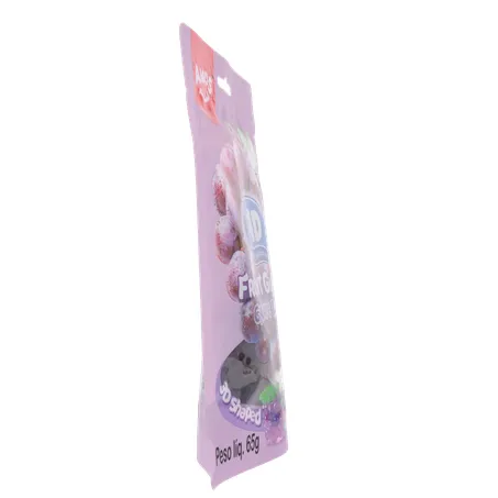 Balas de Gelatina Amos Fruit Gummy Grape Burst Juice Filled Sachê 65gr 360-28