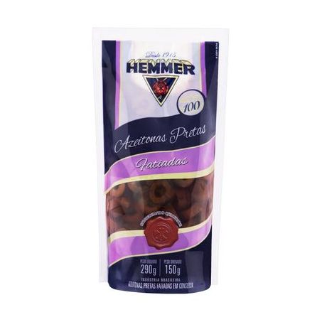 AZEITONAS HEMMER 150G PRETAS  FATIADA SACHET