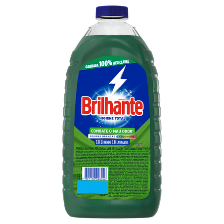 Lava-Roupas Líquido Roupas Brancas e Coloridas Brilhante Higiene Total Frasco 1,8l