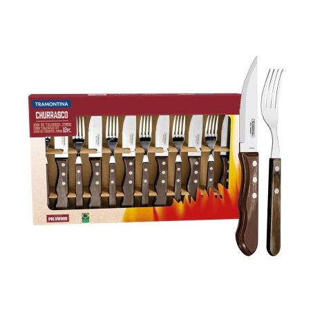 JOGO CHURRASCO TRAMONTINA INOX 12PCS POLYWOOD