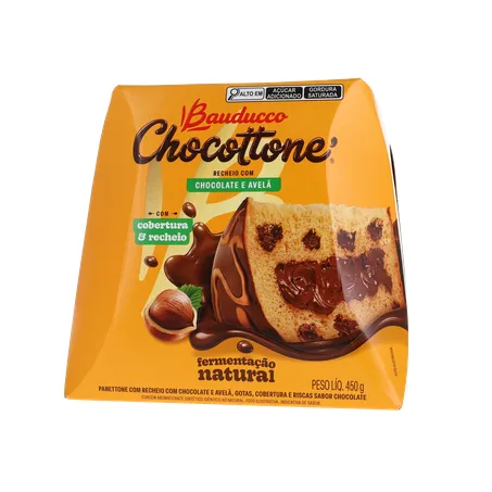 Panettone Bauducco Chocolate e Avelã Caixa 450gr 360-19