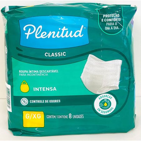 Fralda descartavel plenitud classic intensa g/xg c/8