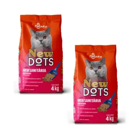 Areia Sanitaria New Dots 4kg Gatos Graos Medios