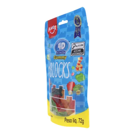 Bala de Gelatina Amos Gummy Blocks Sachê 72gr 360-5