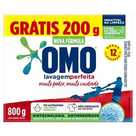 Lava roupas po omo lavagem perfeita 800g gts 200g*cx .