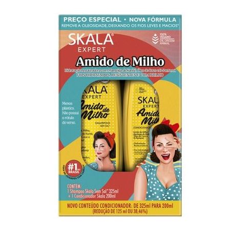 Kit Skala Amido de Milho Shampoo 325ml  Condicionador 200ml