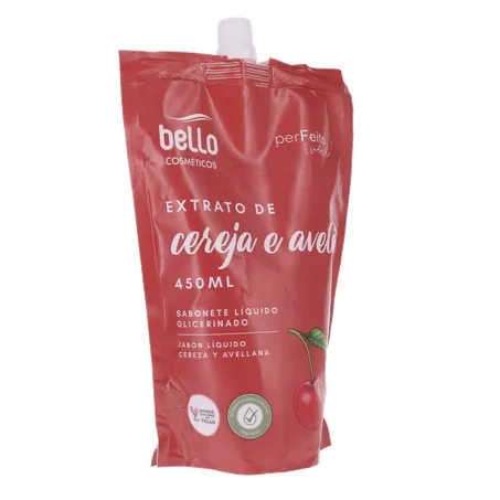 Sabonete líquido bello cereja e avelã sachê com tampa 450ml 360-33