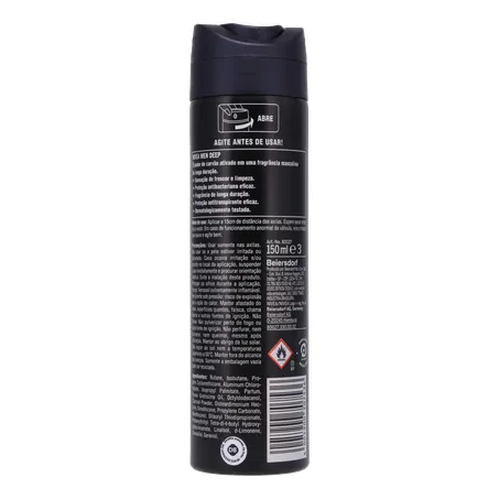 DESOD.NIVEA AERO 150ML DEEP CARVAO ATIVO MASC 360-2