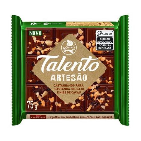 Chocolate Garoto Talento Artesao Cast Caju/Cast Para/Nibs Cacau 75 G 12577175