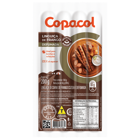 Linguica Frango Copacol 200g Defumado