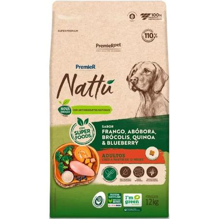 Ração Premier Nattu para Cães Adultos Sabor Abóbora 12Kg