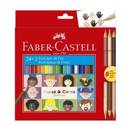 LÁPIS DE COR FABER CASTELL 24 COR+3 LAP CARAS/CORE