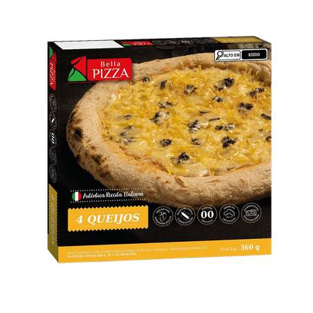 Pizza Quatro Queijos Autêntica Receita Italiana Bella Pizza 360g