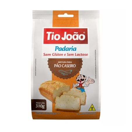 Mistura Para Pão Caseiro Tio João Sem Glúten Sem Lactose Pacote 310G