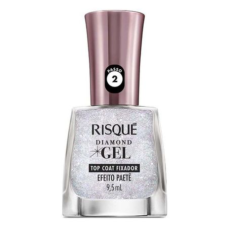 ESMALTE RISQUÉ GEL DIAMOND TOP COAT FIXADOR EFEITO PAETÊ 9,5ML