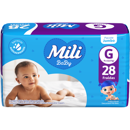 Fralda mili baby jumbo g c/28un