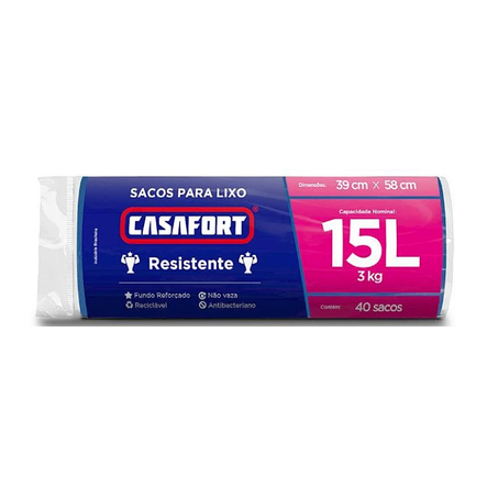 SACO LIXO CASAFORT 15LT AZUL C/40