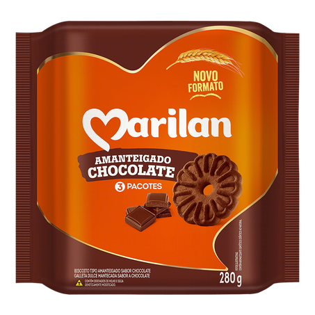 Biscoito amanteigado marilan chocolate 280g