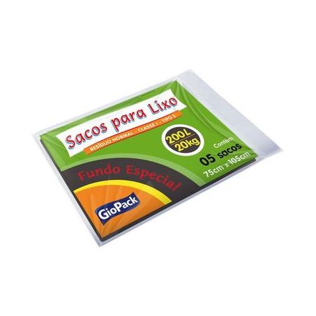 Giopack-sacos lixo 200l c/5 reforcado