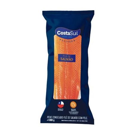 Salmão costa sul coho file c/ pele ivp 800g