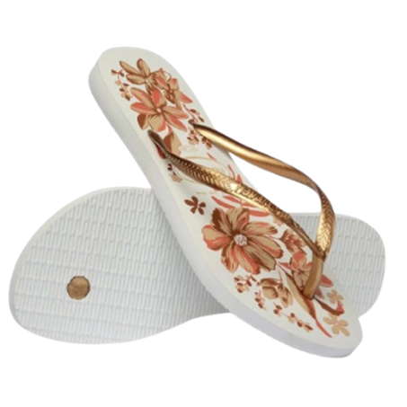 HAVAIANAS SLIM ORGANIC BRANCO/DOURADO TAM37/38