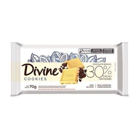 Divine-chocolate 70g branco cookies 30%cacau