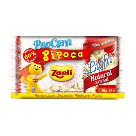 Pipoca de Microondas Zaeli Light Natural Pacote 100G