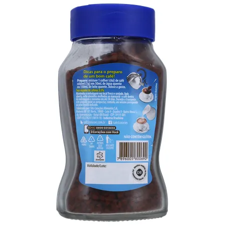 Café Solúvel Granulado 3corações Descafeinado Pote de Vidro 50gr 360-17